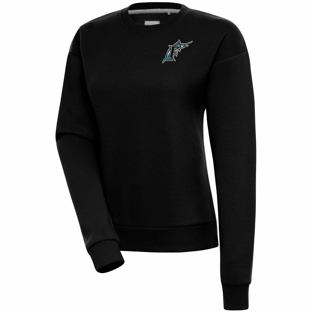 Black Florida Marlins Antigua Women's Cooperstown Victory Crewneck Pullover Sweatshirt