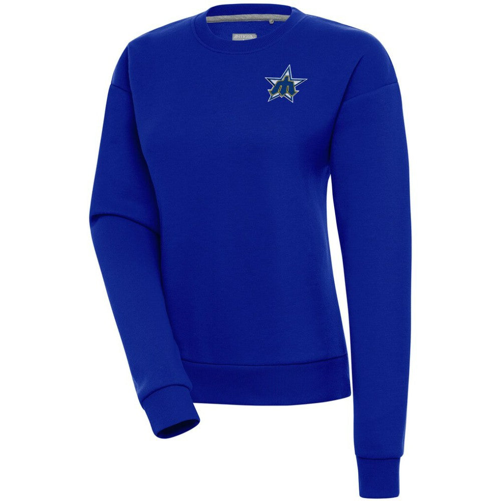 Royal Seattle Mariners Antigua Women's Cooperstown Victory Crewneck Pullover Sweatshirt