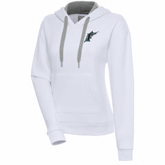 White Florida Marlins Antigua Women's Cooperstown Victory Pullover Hoodie