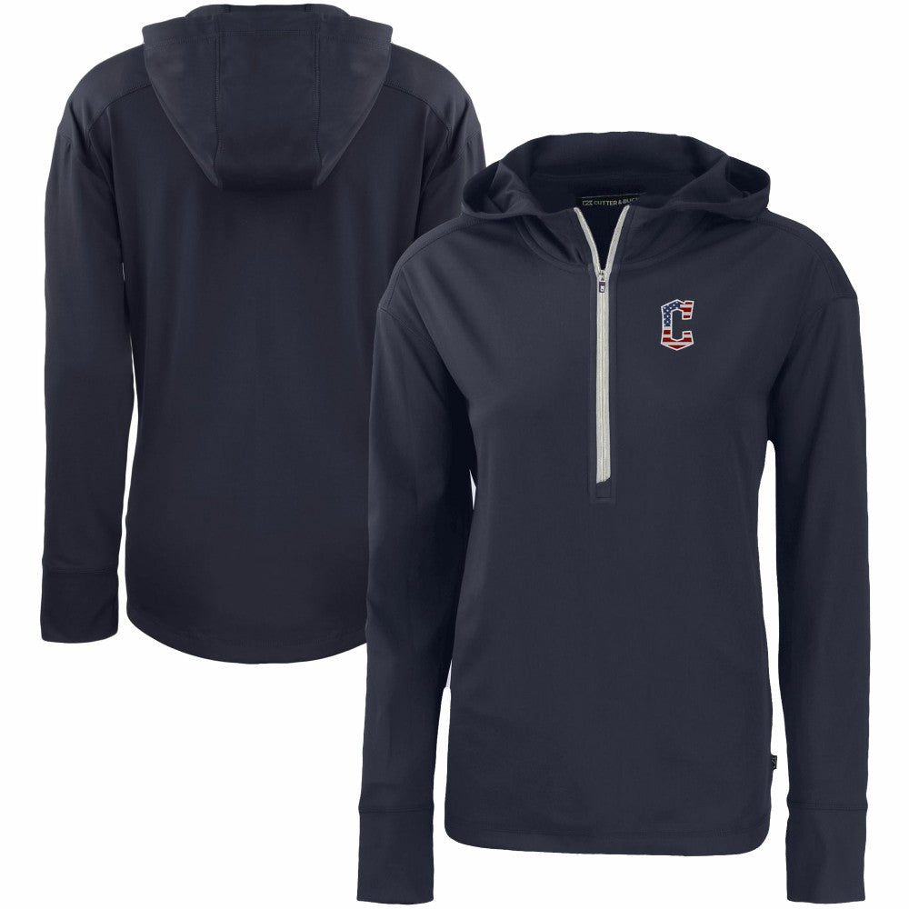 Navy Cleveland Guardians Cutter & Buck Women's Daybreak Eco Recycled Half-Zip Hoodie