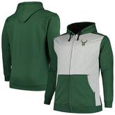 Fanatics Milwaukee Bucks Big & Tall Contrast Pieced Stitched Full-Zip Hoodie