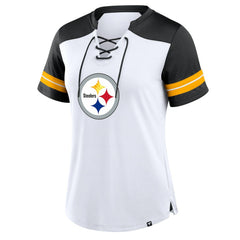 Women's Foiled Primary Lace-Up T-Shirt - Pittsburgh Steelers T-shirts