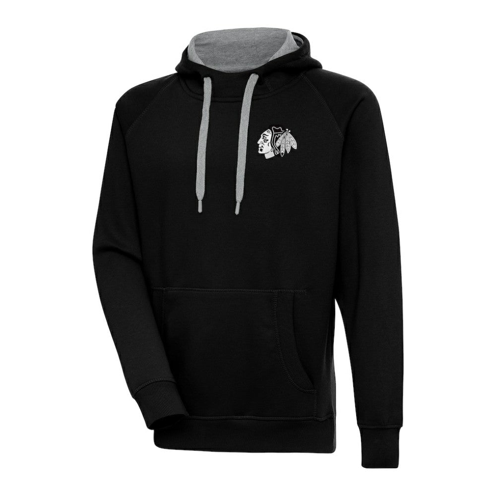NHL Chicago Blackhawks Antigua Metallic Logo Victory Pullover Hoodie