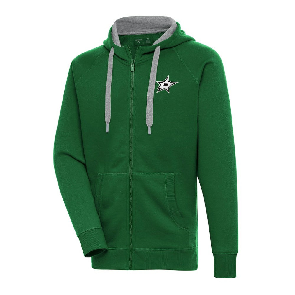 NHL Dallas Stars Antigua Metallic Logo Victory Full-Zip Hoodie