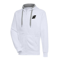 NHL New Jersey Devils Antigua Metallic Logo Victory Full-Zip Hoodie