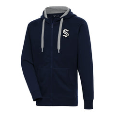 NHL Seattle Kraken Antigua Metallic Logo Victory Full-Zip Hoodie