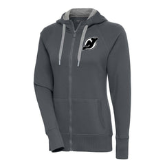 NHL New Jersey Devils Antigua Women's Metallic Logo Victory Full-Zip Hoodie