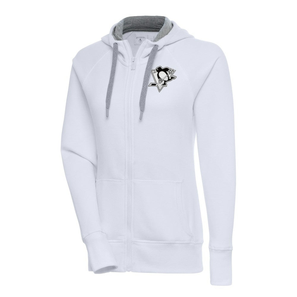 NHL Pittsburgh Penguins Antigua Women's Metallic Logo Victory Full-Zip Hoodie