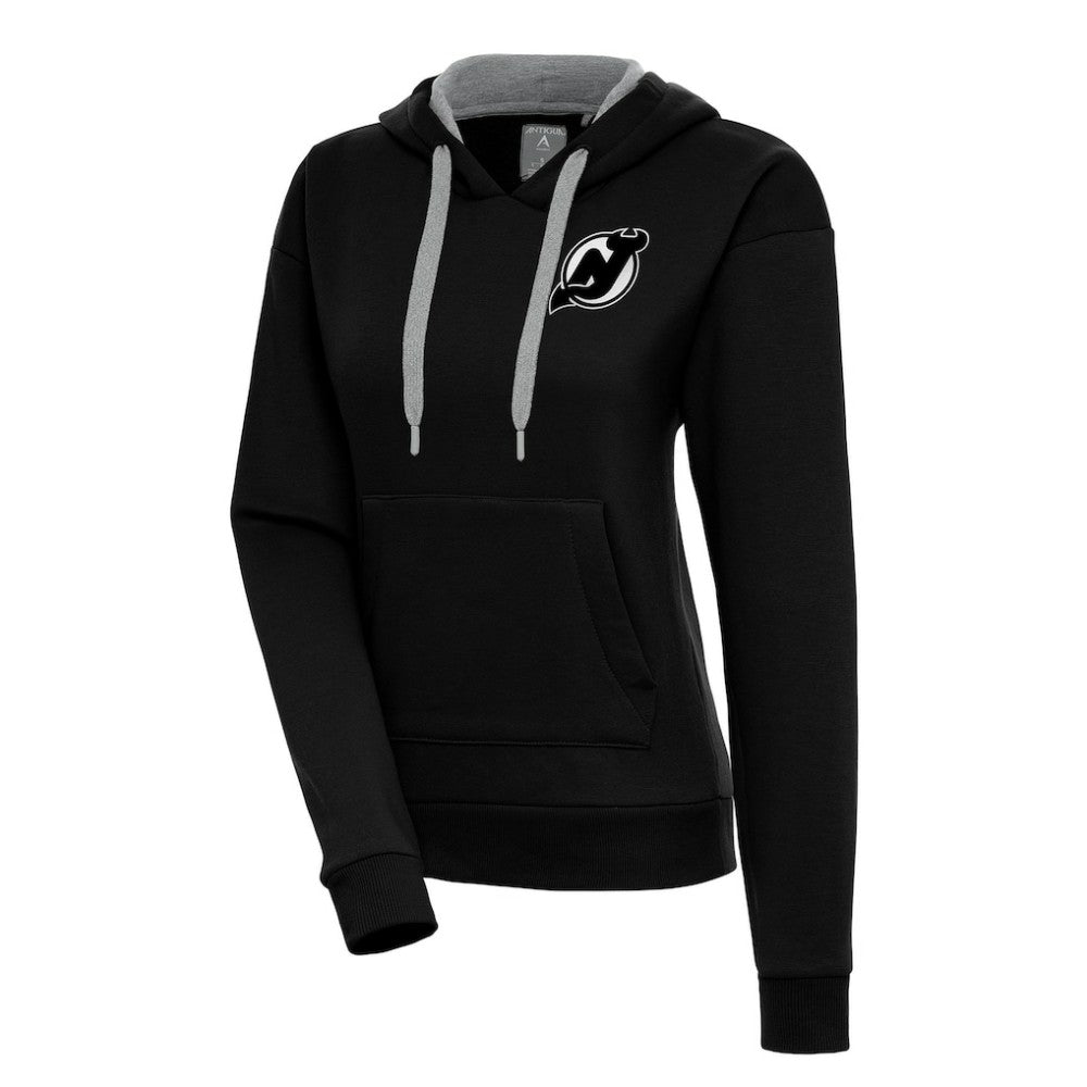 NHL New Jersey Devils Antigua Women's Metallic Logo Victory Pullover Hoodie