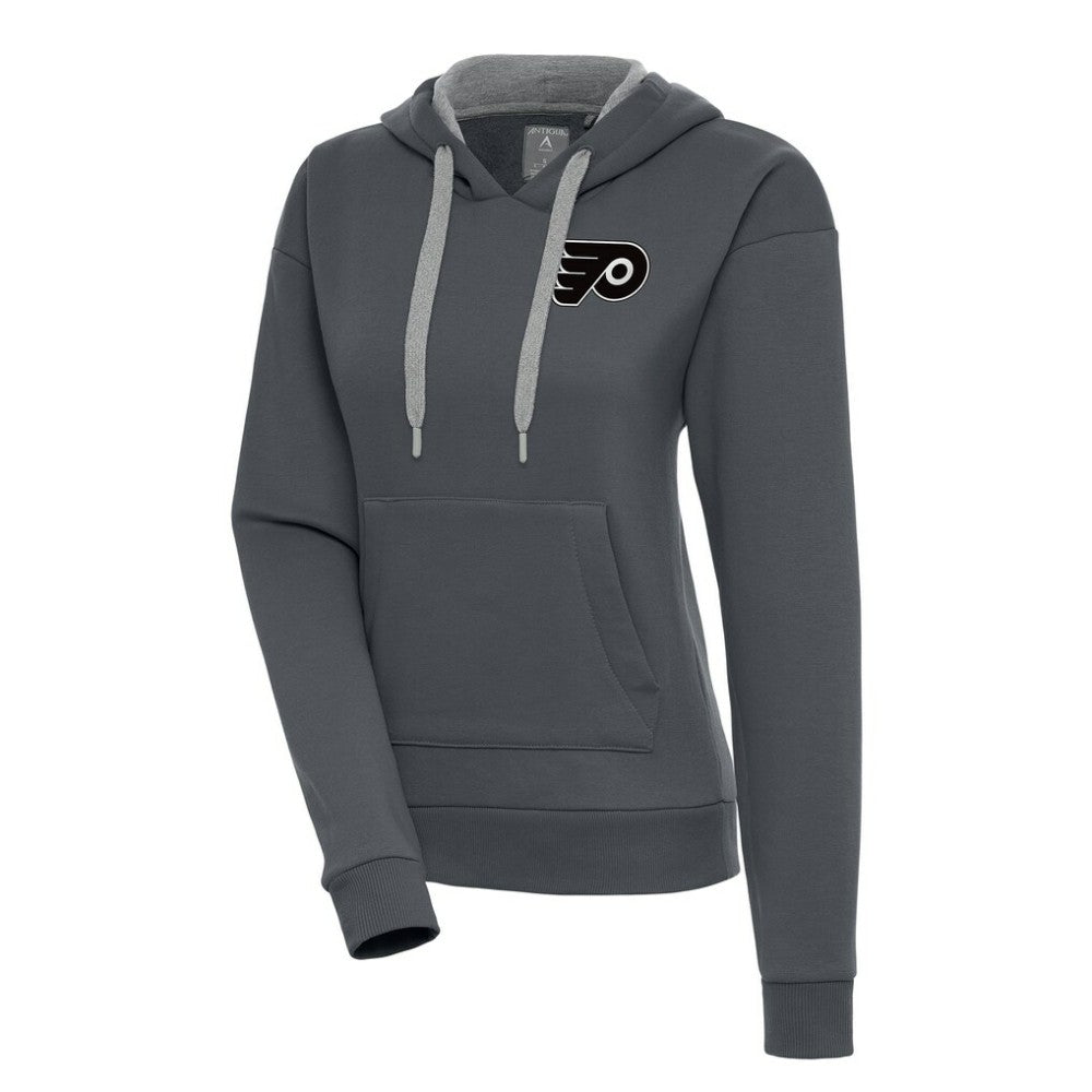 NHL Philadelphia Flyers Antigua Women's Metallic Logo Victory Pullover Hoodie
