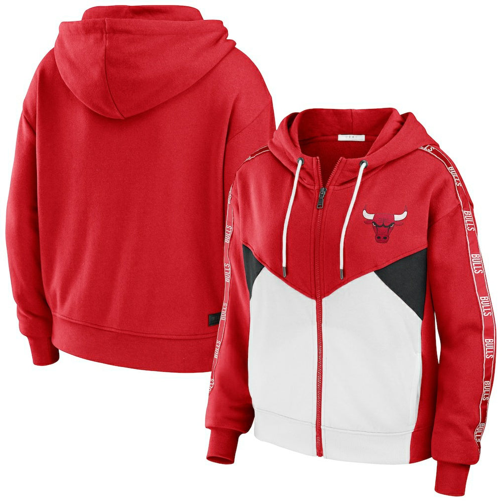 Chicago Bulls WEAR by Erin Andrews Women's Color-Block Full-Zip Hoodie