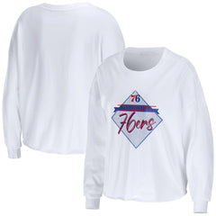 Philadelphia 76ers WEAR by Erin Andrews Women's Cropped Long Sleeve T-Shirt