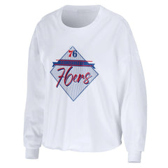 Philadelphia 76ers WEAR by Erin Andrews Women's Cropped Long Sleeve T-Shirt