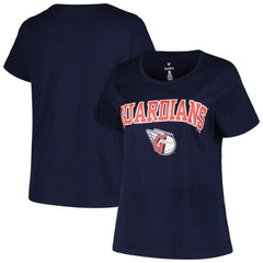 Navy Cleveland Guardians Profile Women's Plus Size Arch Logo T-Shirt