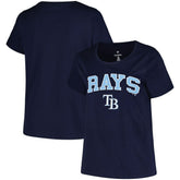 Navy Tampa Bay Rays Profile Women's Plus Size Arch Logo T-Shirt