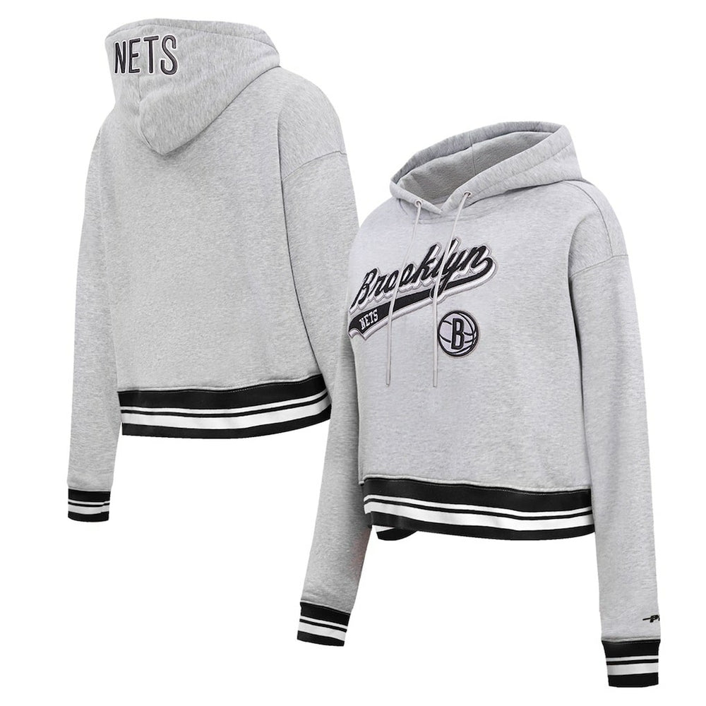 Brooklyn Nets Pro Standard Women's Script Tail Cropped Pullover Hoodie