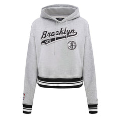 Brooklyn Nets Pro Standard Women's Script Tail Cropped Pullover Hoodie