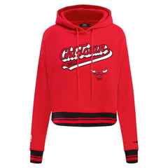 Chicago Bulls Pro Standard Women's Script Tail Cropped Pullover Hoodie