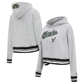 Milwaukee Bucks Pro Standard Women's Script Tail Cropped Pullover Hoodie
