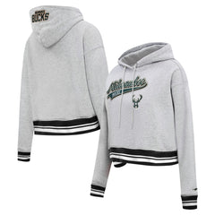 Milwaukee Bucks Pro Standard Women's Script Tail Cropped Pullover Hoodie