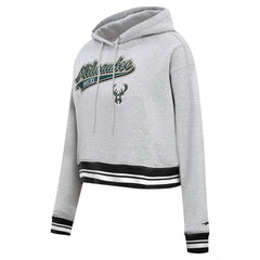 Milwaukee Bucks Pro Standard Women's Script Tail Cropped Pullover Hoodie