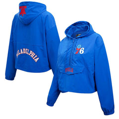Philadelphia 76ers Pro Standard Classic Wind Woven Cropped Half-Zip Jacket