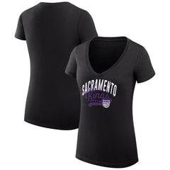 Sacramento Kings G-III 4Her by Carl Banks Women's Super-Slim Fit Lightweight Filigree Logo V-Neck T-Shirt
