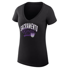 Sacramento Kings G-III 4Her by Carl Banks Women's Super-Slim Fit Lightweight Filigree Logo V-Neck T-Shirt