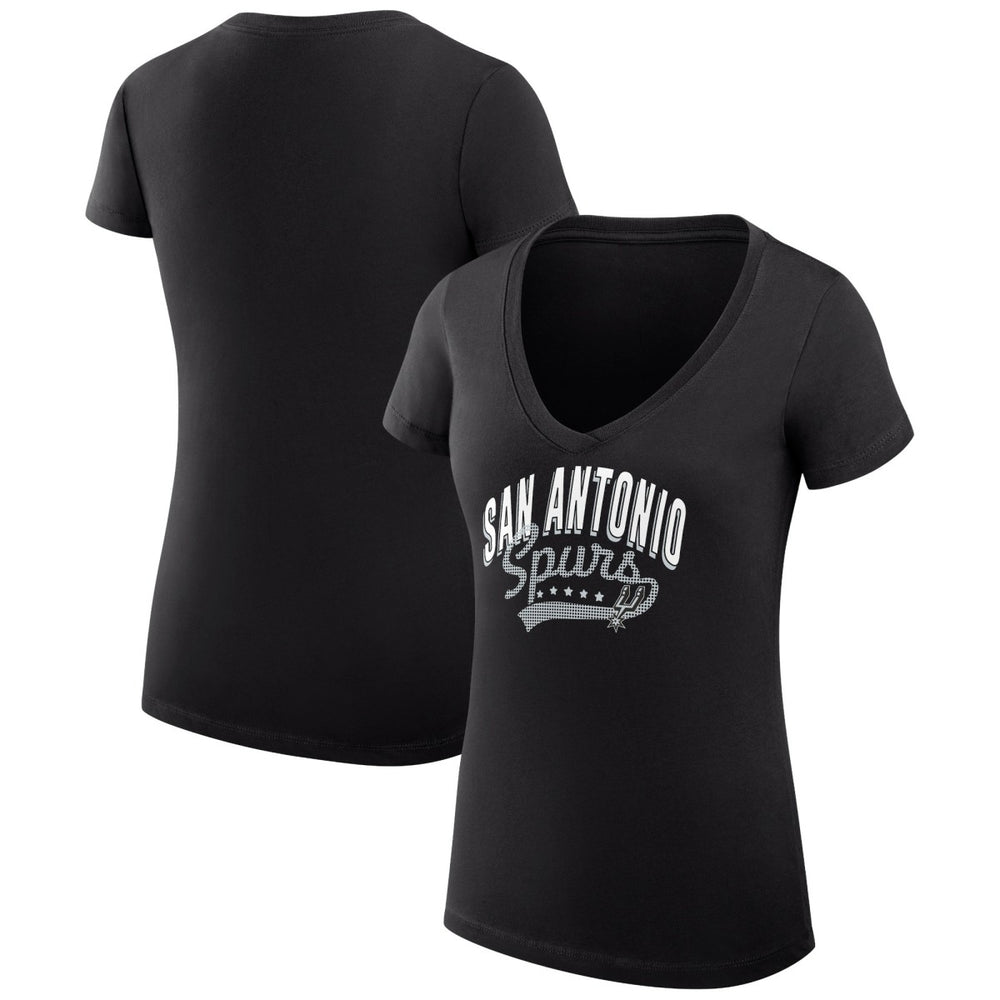 San Antonio Spurs G-III 4Her by Carl Banks Women's Super-Slim Fit Lightweight Filigree Logo V-Neck T-Shirt