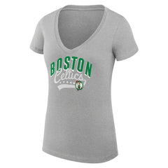 Boston Celtics G-III 4Her by Carl Banks Women's Super-Slim Fit Lightweight Filigree Logo V-Neck T-Shirt