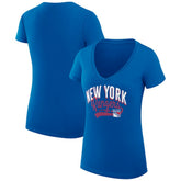 NHL New York Rangers G-III 4Her by Carl Banks Women's Super-Slim Fit Lightweight Filigree Logo V-Neck T-Shirt – Blue