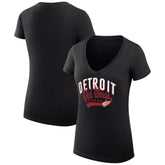 NHL Detroit Red Wings G-III 4Her by Carl Banks Women's Super-Slim Fit Lightweight Filigree Logo V-Neck T-Shirt – Black