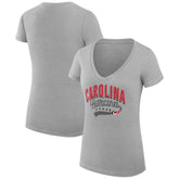 NHL Carolina Hurricanes G-III 4Her by Carl Banks Women's Super-Slim Fit Lightweight Filigree Logo V-Neck T-Shirt – Gray