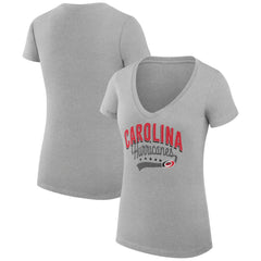 NHL Carolina Hurricanes G-III 4Her by Carl Banks Women's Super-Slim Fit Lightweight Filigree Logo V-Neck T-Shirt – Gray