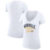 NHL Nashville Predators G-III 4Her by Carl Banks Women's Super-Slim Fit Lightweight Filigree Logo V-Neck T-Shirt – White