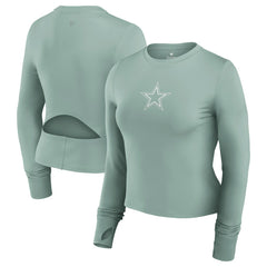 Women's Studio Fitted Long Sleeve Gym Top - Dallas Cowboys Tops