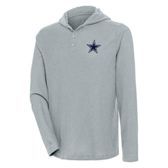 Antigua Strong Hold Long Sleeve Henley Hoodie T-Shirt - Dallas Cowboys Hoodies