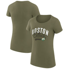 Boston Celtics G-III 4Her by Carl Banks Women's Super-Slim Fit Lightweight Filigree Logo T-Shirt - Olive outlet