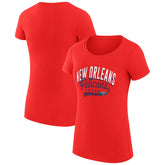 New Orleans Pelicans G-III 4Her by Carl Banks Women's Super-Slim Fit Lightweight Filigree Logo T-Shirt - Red outlet