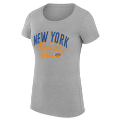 New York Knicks G-III 4Her by Carl Banks Women's Super-Slim Fit Lightweight Filigree Logo T-Shirt - Heather Gray outlet
