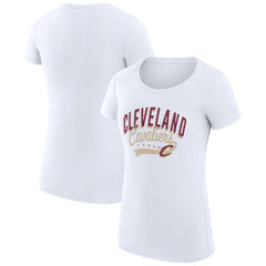 Cleveland Cavaliers G-III 4Her by Carl Banks Women's Super-Slim Fit Lightweight Filigree Logo T-Shirt - White on sale