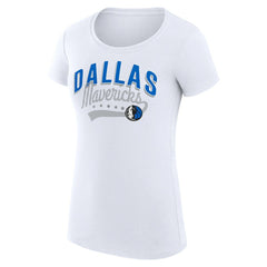 Dallas Mavericks G-III 4Her by Carl Banks Women's Super-Slim Fit Lightweight Filigree Logo T-Shirt - White on sale