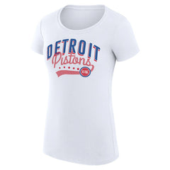 Detroit Pistons G-III 4Her by Carl Banks Women's Super-Slim Fit Lightweight Filigree Logo T-Shirt - White on sale