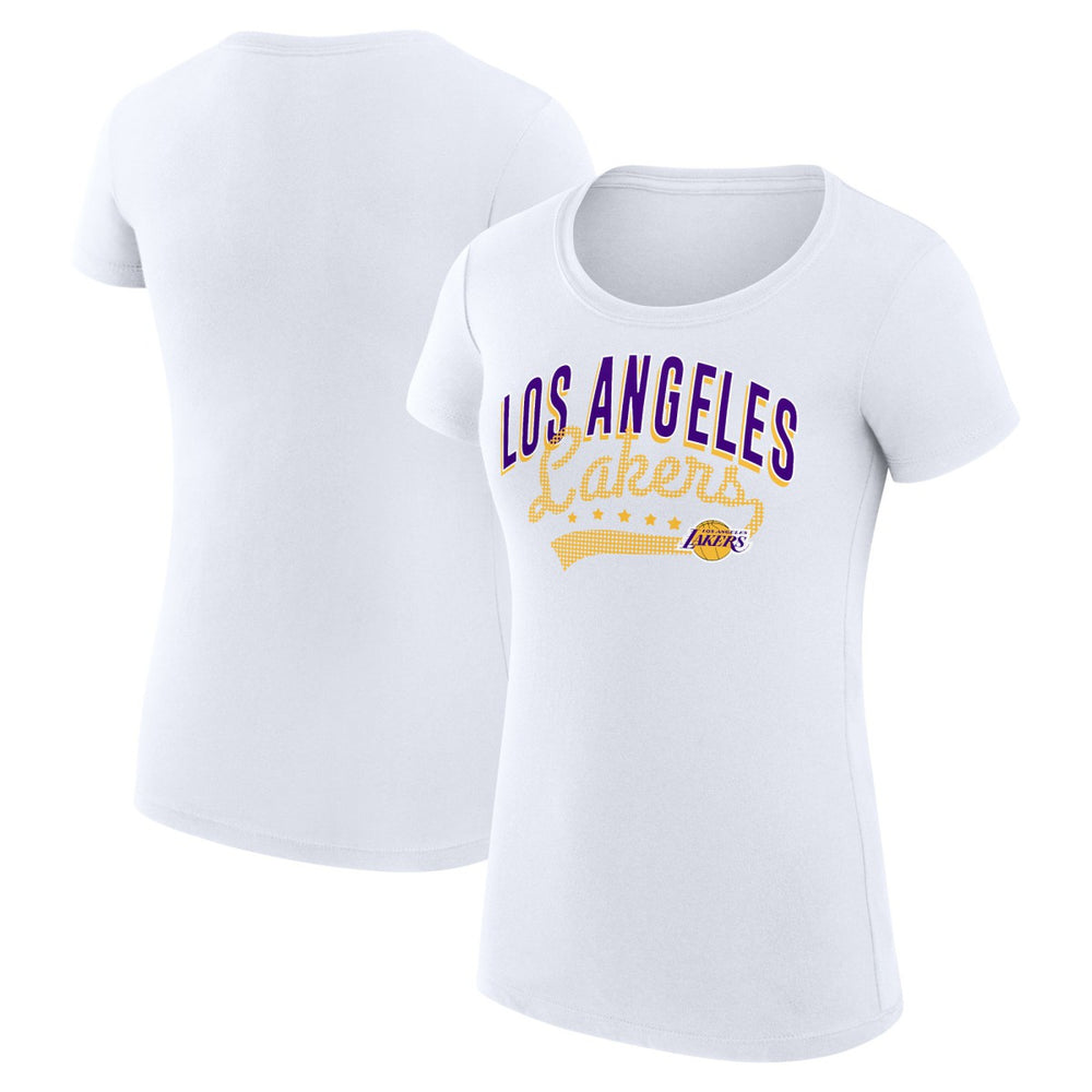 Los Angeles Lakers G-III 4Her by Carl Banks Women's Super-Slim Fit Lightweight Filigree Logo T-Shirt - White discount