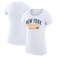 New York Knicks G-III 4Her by Carl Banks Women's Super-Slim Fit Lightweight Filigree Logo T-Shirt - White online