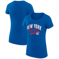NHL New York Rangers G-III 4Her by Carl Banks Women's Super-Slim Fit Lightweight Filigree Logo T-Shirt – Blue