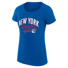 NHL New York Rangers G-III 4Her by Carl Banks Women's Super-Slim Fit Lightweight Filigree Logo T-Shirt – Blue