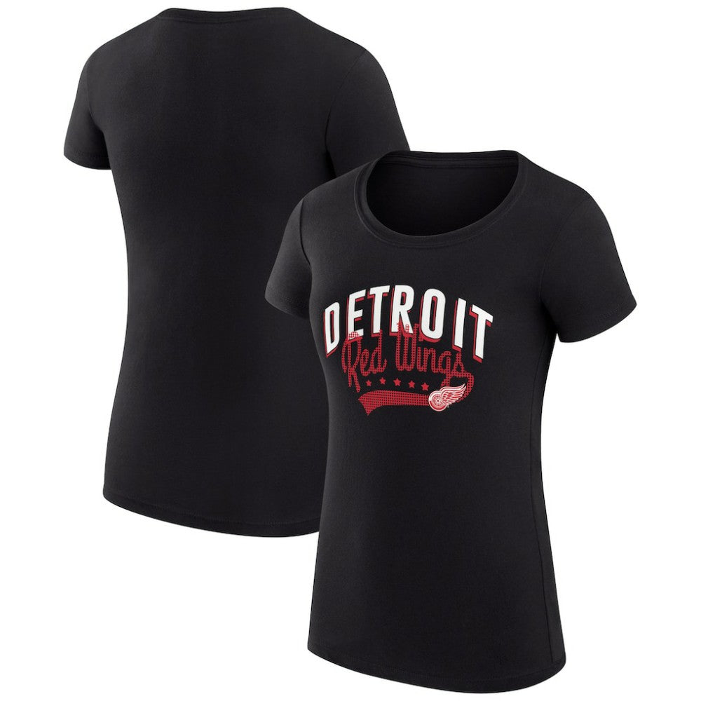 NHL Detroit Red Wings G-III 4Her by Carl Banks Women's Super-Slim Fit Lightweight Filigree Logo T-Shirt – Black