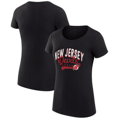 NHL New Jersey Devils G-III 4Her by Carl Banks Women's Super-Slim Fit Lightweight Filigree Logo T-Shirt – Black