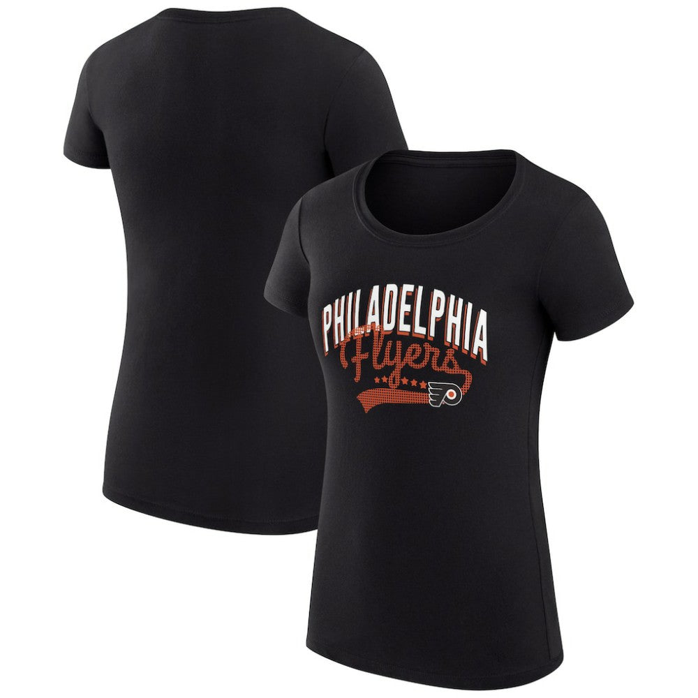 NHL Philadelphia Flyers G-III 4Her by Carl Banks Women's Super-Slim Fit Lightweight Filigree Logo T-Shirt – Black